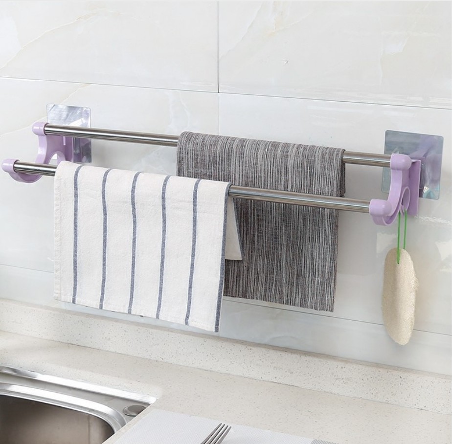 Free punch Double pole No trace Towel rack Towel rack Shower Room TOILET Stainless steel towel Towel rack