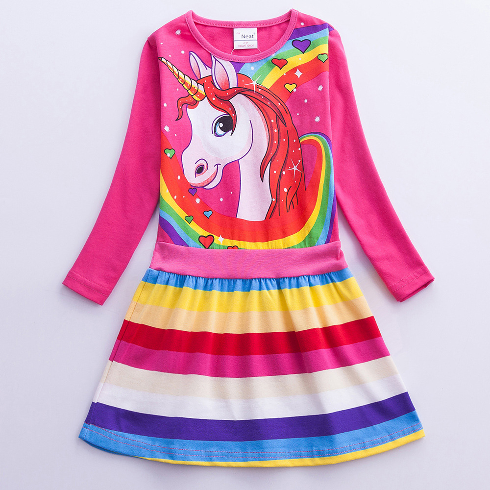 Kids Girls Cartoon Rainbow Dress Wear 7 Year
