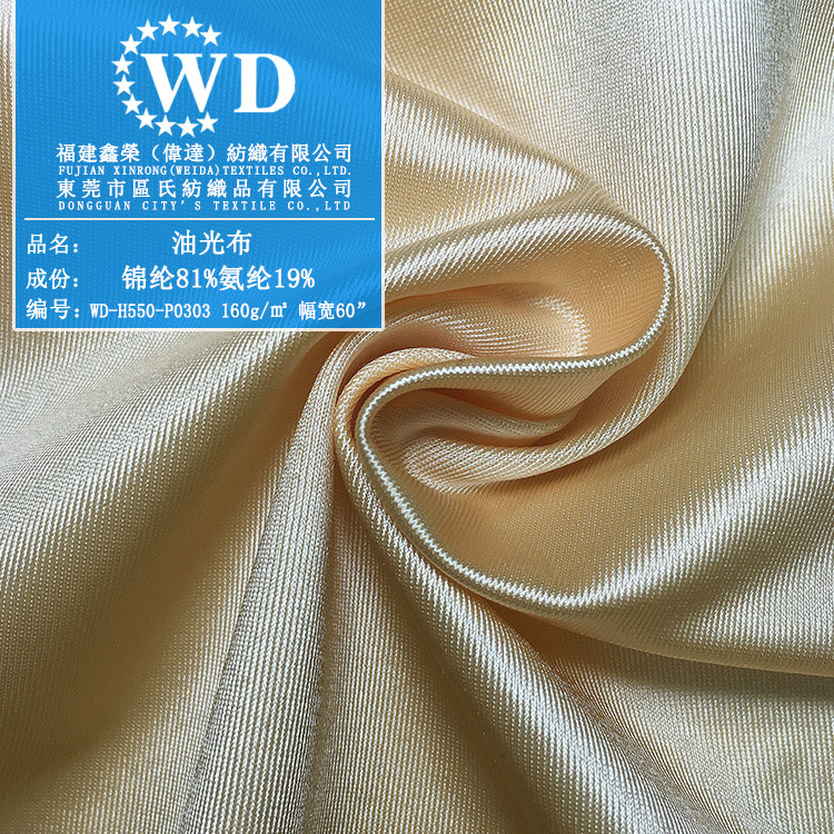 厂家直供 锦纶氨纶弹力160g大有光布油光布 内衣面料里布