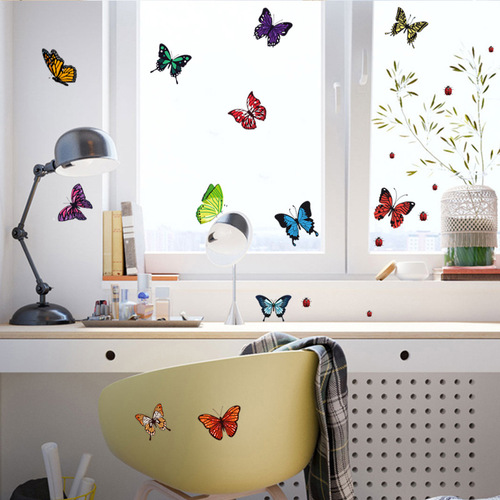 New Small Butterfly Wall Sticker DIY Colorful Small-Sized Butterfly Home Decor Nine Butterflies Small Sticker