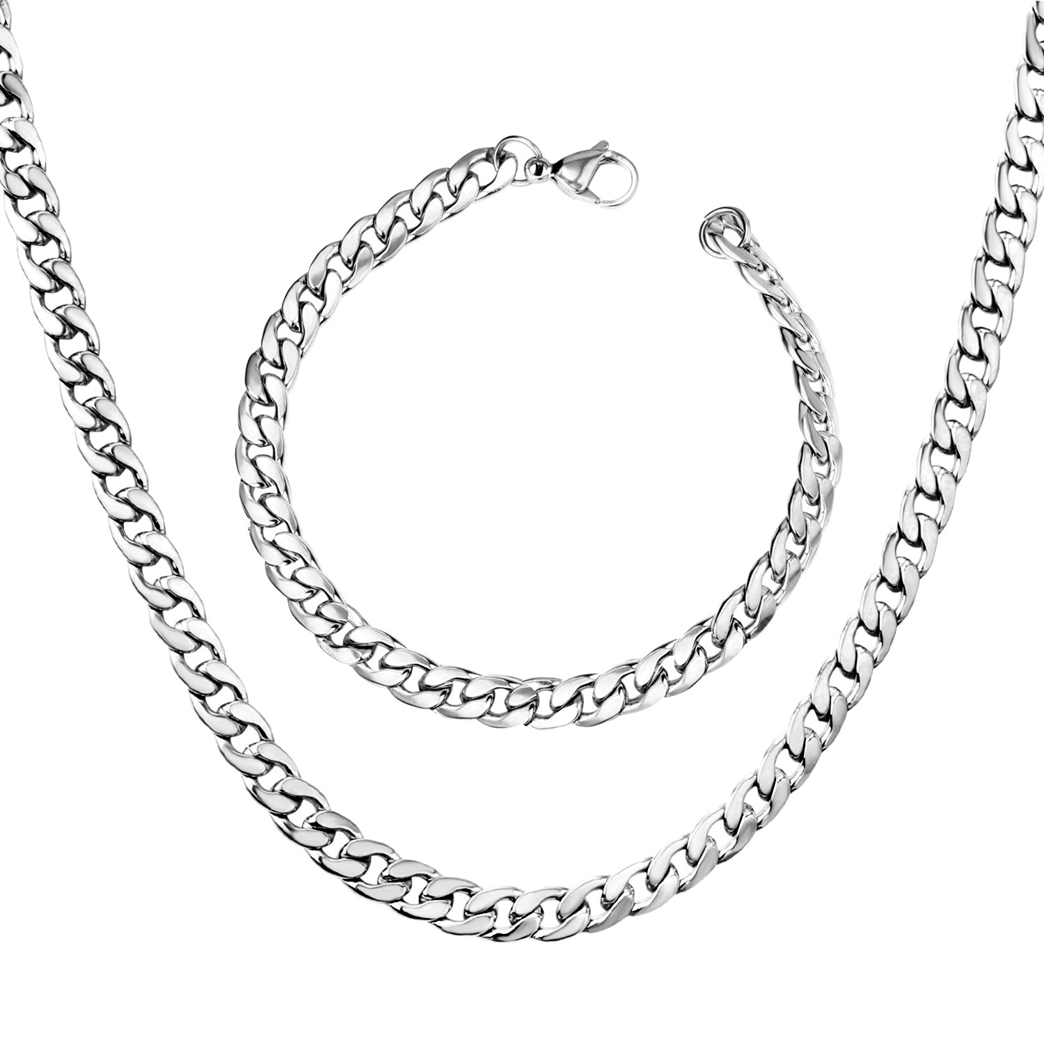 Daily Occasion Stainless Steel Material Simple Style Solid Color Stainless Steel Plating Bracelets Necklace