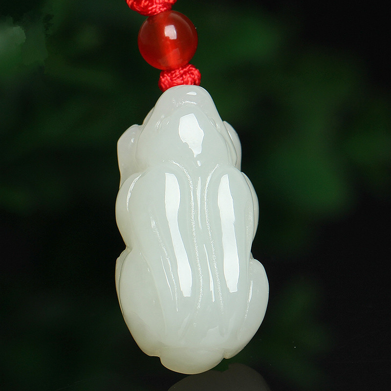 新品珍宝和田玉吊坠玉兔玉坠白玉生肖兔挂件玉石项链小白兔男女款