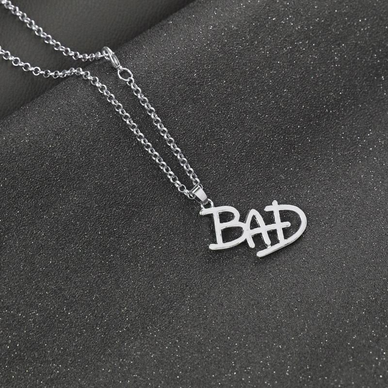 The New English Alphabet Necklace Michaeljackson Mjbad Pendant Necklace Wholesale display picture 5