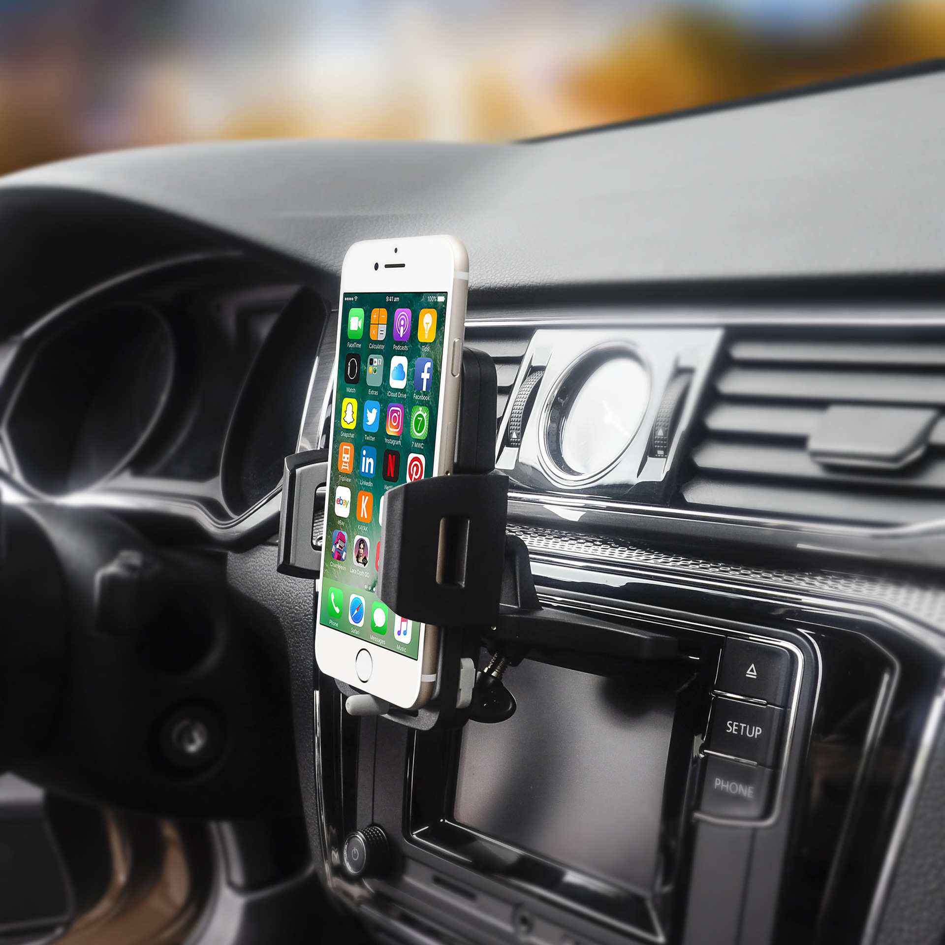 通用型汽车CD孔口车载支架旋钮式导航手机车载支架