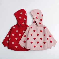 Children's clothing live broadcast wholesale supply Korean children's clothing girls children's love cloak sweater girls hooded sweater pullover
