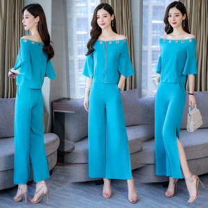 Fashion Suit New Leakage Shoulder Open-legged Pants Two-piece Suit 