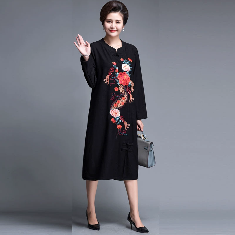 2021 осеннее платье с длинными рукавами богатая жена Плюс Толстая Новая удлиненная рубашка больших размеров весенне-осенняя юбка среднего возраста