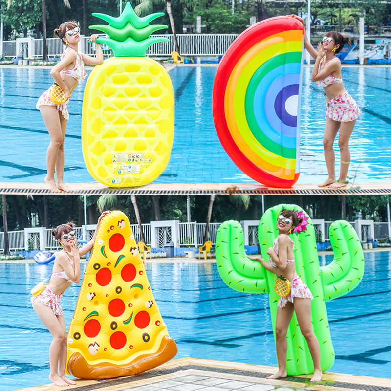 Inflatable Floating Row Net Red Star Unicorn Flamingo Swimming Ring Adult Children Water Floating Bed Whale Mount