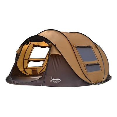 Desert Fox outdoor automatic tent 3-4 people quick-opening free boat tent multi-person camping park tent rain-proof (Çadırlar) - khaki-coffee-3-4-people