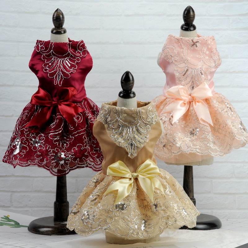 Wine gold pink Wedding Dress for flower dog tutu skirt evening birthday party flormal dresses for dog pet dog cat pet princess clothes skirt