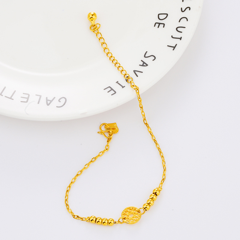 Estilo coreano Vietnam oro cobre moneda Bell tobillera mujer transfronteriza nueva imitación de oro Oro de las mujeres esmerilado cuentas adornos de pie