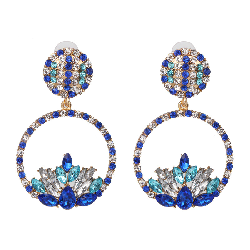 New Simple Colorful Diamond Earrings Boutique Elegant Women's Jewelry Wholesale display picture 10