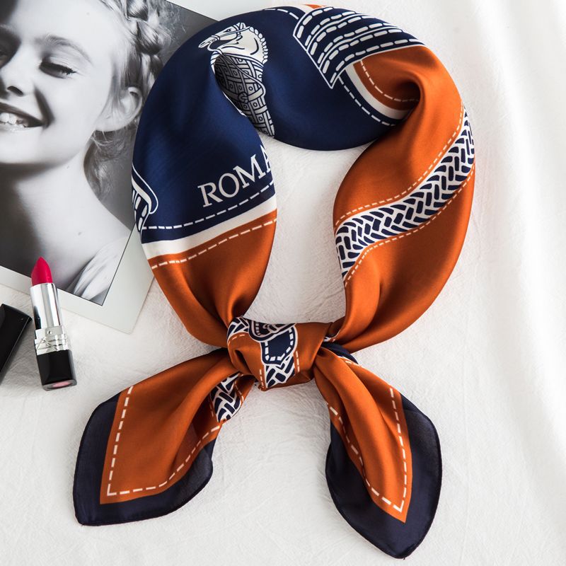 2019新款仿真丝小方巾丝巾女 韩版百搭时尚领巾春款装饰印花围巾