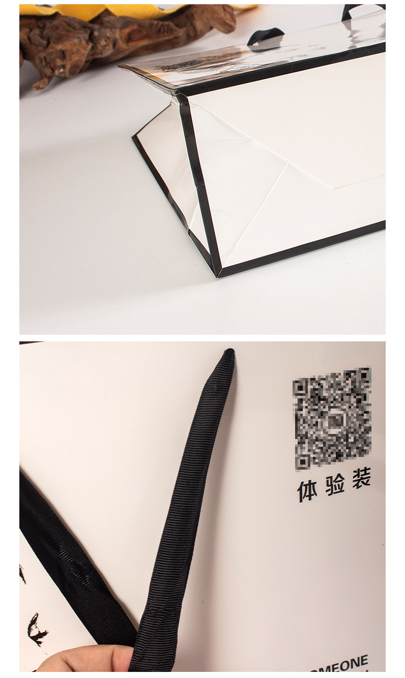 通用精美彩色印刷环保购物白卡纸服装手提袋定制可印二维码logo