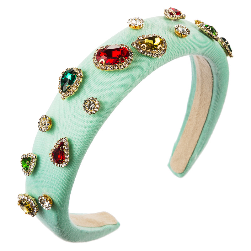 Fashion Thin Sponge Hair Hoop Female Spring New Diamond Candy Colorful Catwalk Fabric Hair Accessories display picture 9