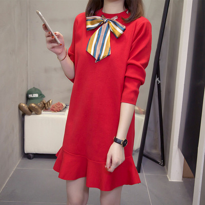2019 Autumn and winter new pattern Large 200 Western style Dress mm sweater Show thin Primer