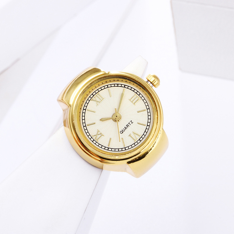 30g Weight Plexiglass Mirror Material Casual Novelty Round Single Folding Buckle Ring Table Quartz Ring Table Watch