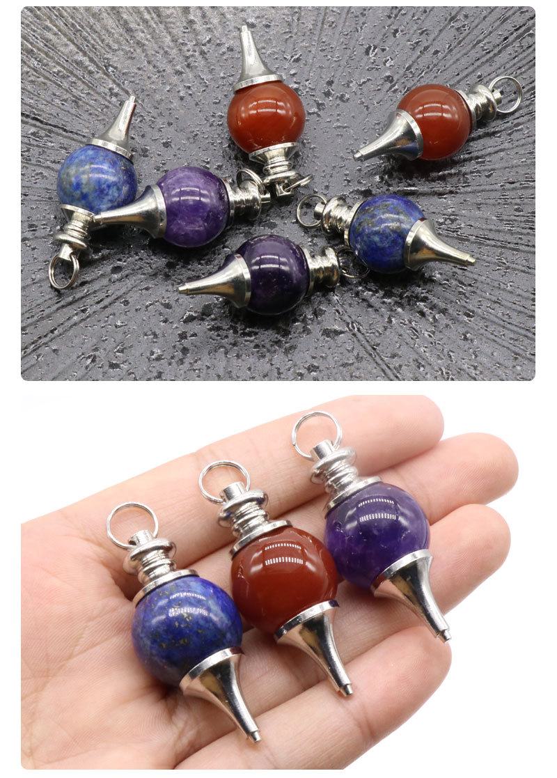 Amethyst Red Agate Lapis Lazuli Pendulum Pendant Energy Stone display picture 7