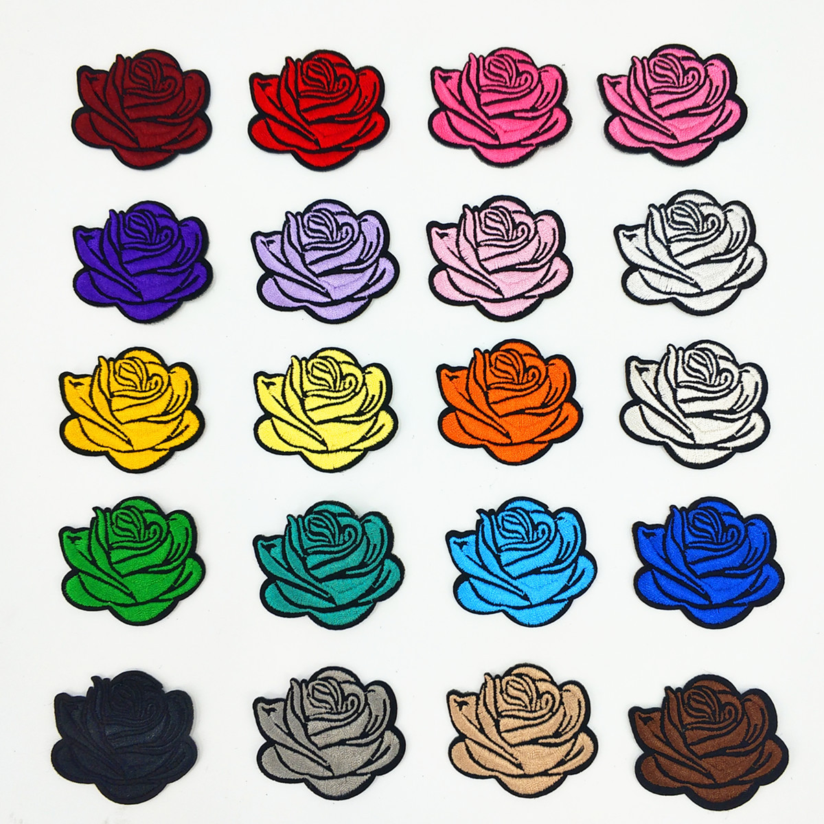 玫瑰花羽绒布贴补丁贴衣服裤装饰夹克牛仔贴布刺绣小号贴花背胶