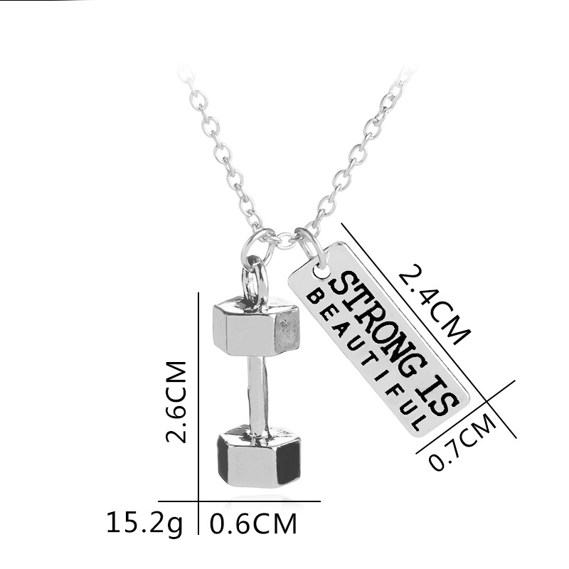 New fashion Weakness is a choice English alphabet small kettlebell necklace nihaojewelry wholesale