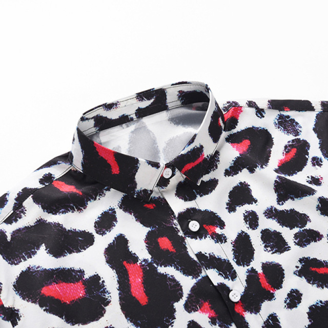 Large-size shirts with loose leopard print and 3D printing shirts
