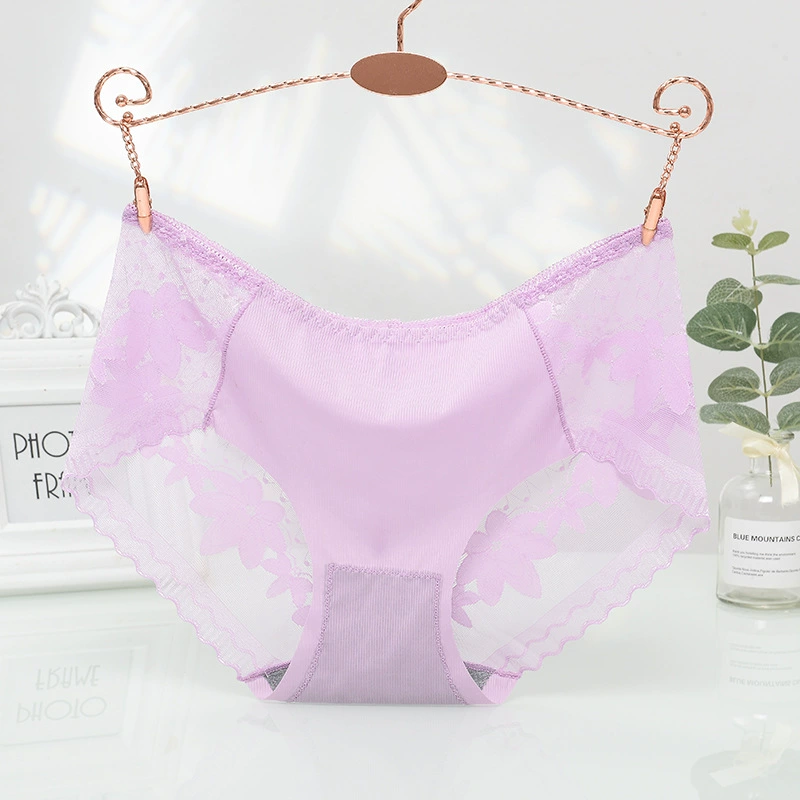 [80-130 pounds] Steo Ice Wicker Mid-waist underwear lace cotton inner crotch elastic briefs 1638