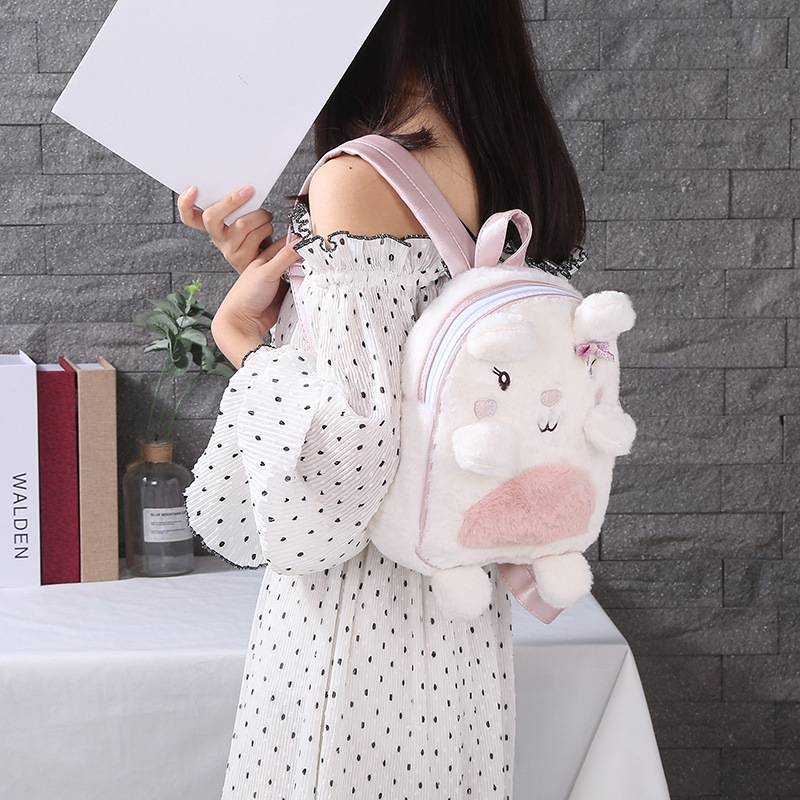 New plush and cute little bear cartoon bow backpack for children, adorable snack backpack for babies detail image 6