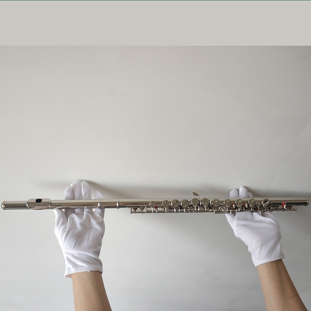 厂家批发16孔银色长笛E键镀镍C调长笛 学生初学考级演出笛子flute-阿里巴巴