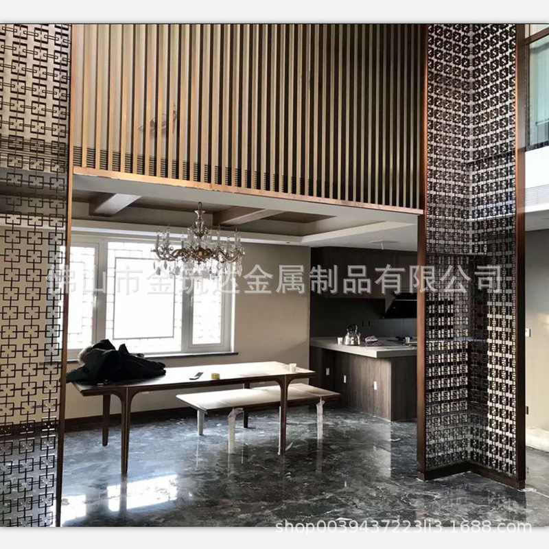 Bronze L-shaped stainless steel screen square ring three-dimensional buckle pattern full welding fine grinding splicing forming