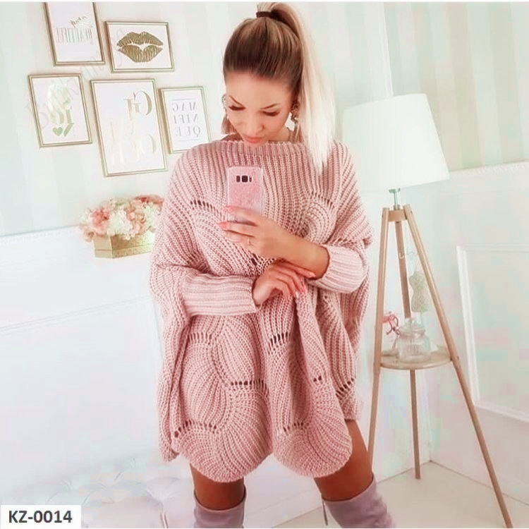 2024 AliExpress Amazon New plus size Women's Hollow Batmobile Cross-border Sweater Knitted Shirt Women