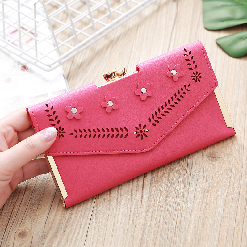 Korean Hollow Flower Long Clutch Bag Wholesale display picture 5