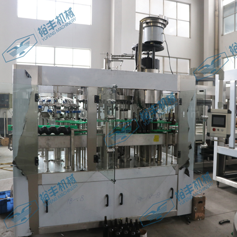 厂家供应玻璃瓶啤酒灌装机拉环盖冲洗灌装封口一体机