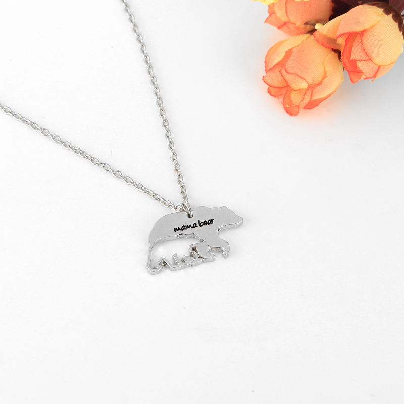 bear mother necklace clavicle chain motheru0027s day gift Mama Bear animal bear necklace wholesale n