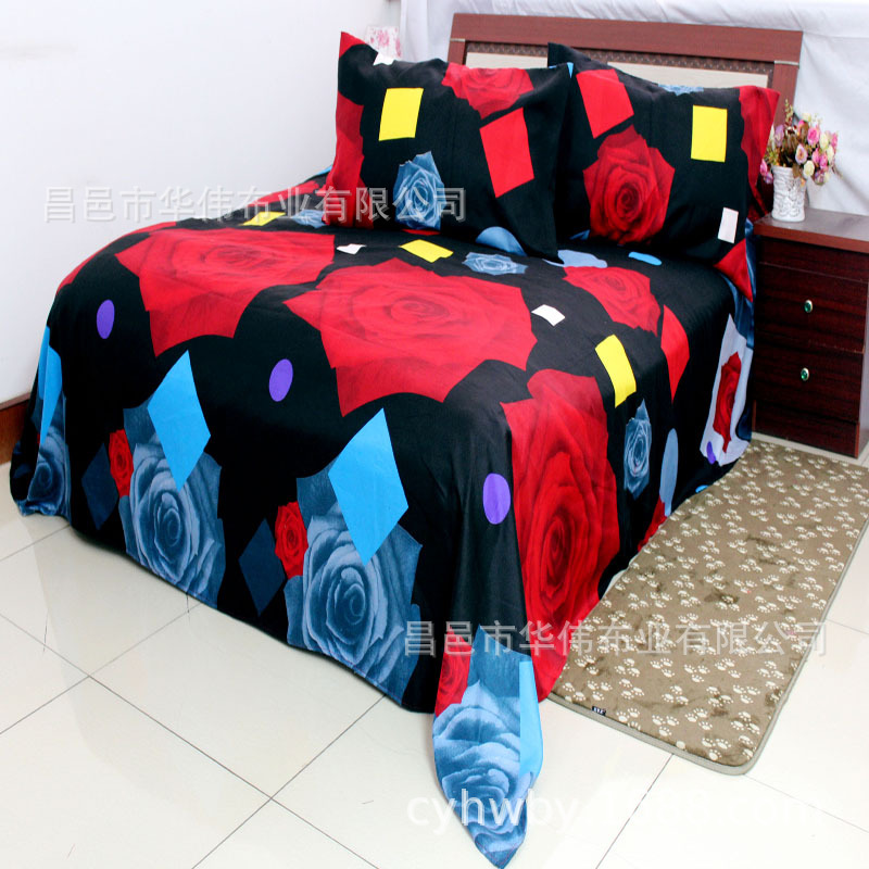 全涤磨毛印花布 植物羊绒 床品家纺四件套分散印花布