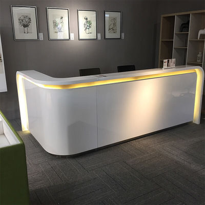 2.4 High-end Paint Reception The reception desk company Cashier Arc Light belt Reception white customized Reception