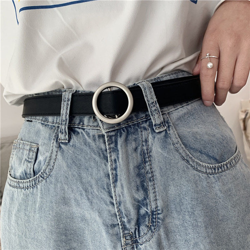 Wholesale non-hole belt for women, simple and versatile, Korean style, fashionable black jeans belt, unisex