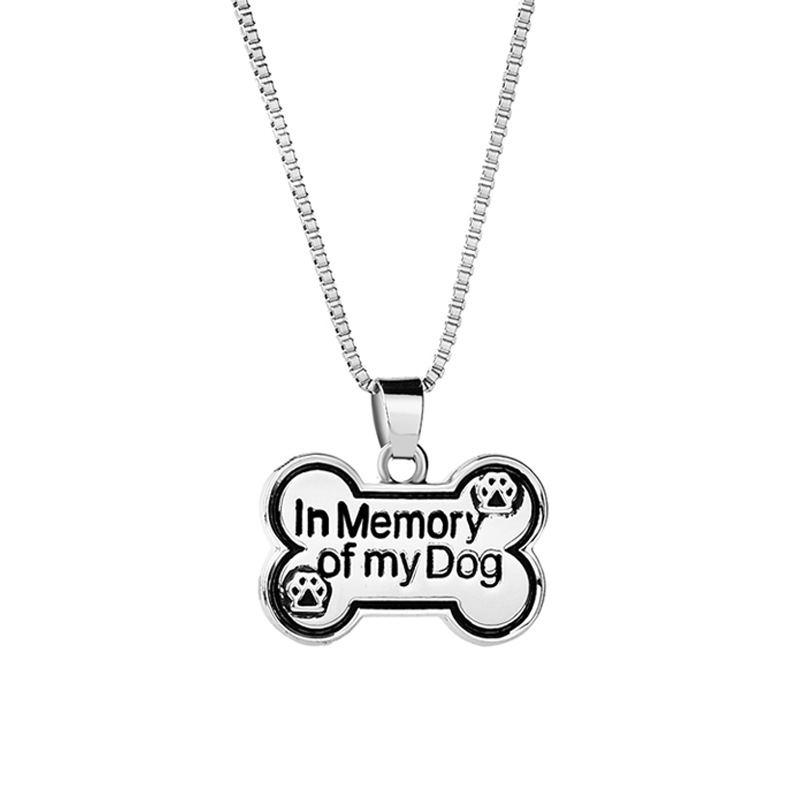 fashion simple Necklace Dog Bone Hang Tag Necklace Letter In memory of my dog Dog Tag Necklace nihao