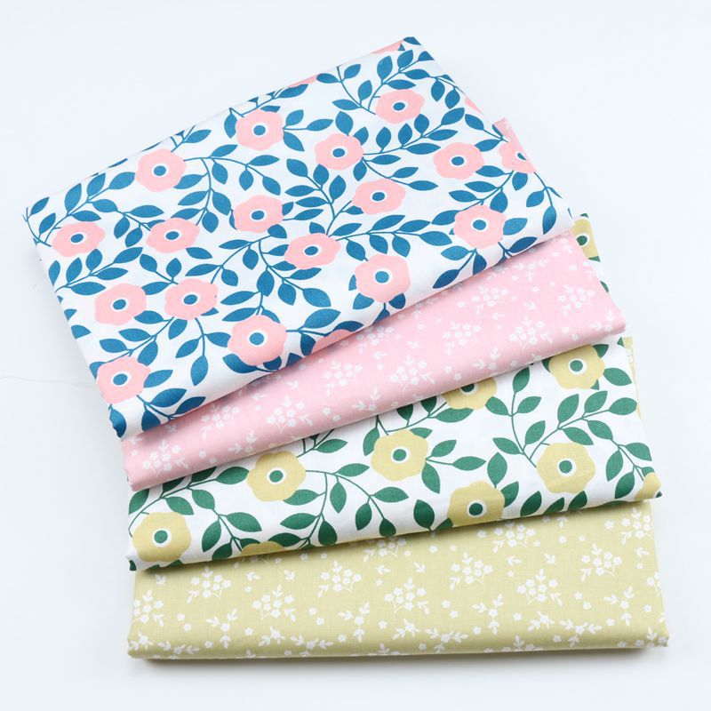 小碎花叶子印花布 全棉服装面料斜纹布批发 家纺四件套纯棉梭织布