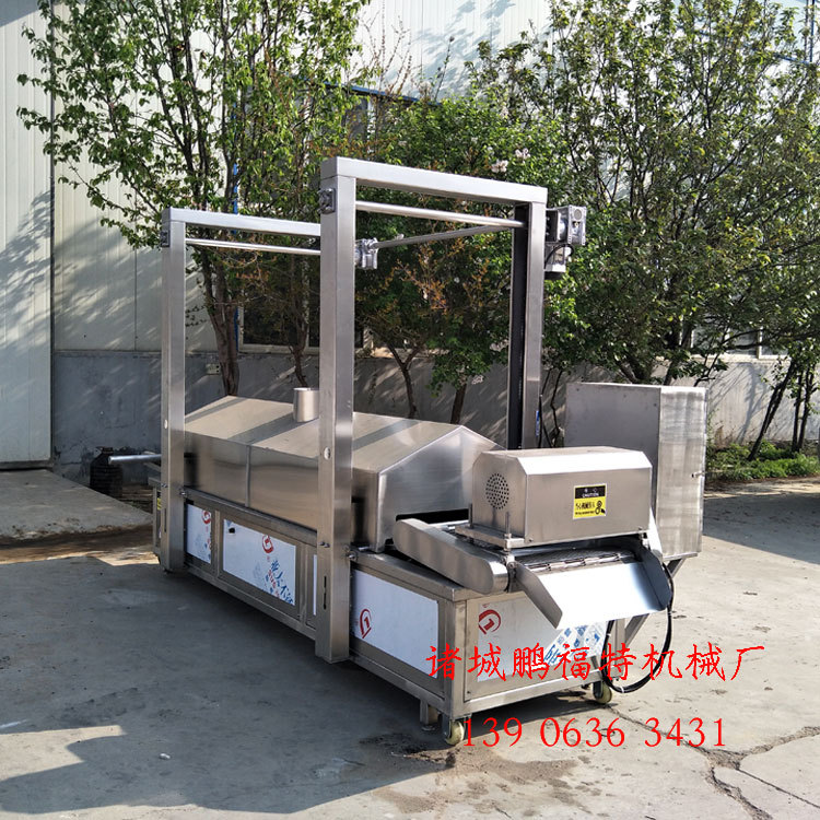 炸菜饼全自动油炸生产线|炸三明治连续式油炸生产线