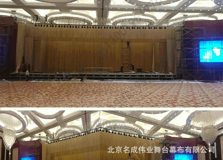 灯芯绒舞台幕布电动开合轨道棉材质面料会议背景幕布旗帜徽标轨-阿里巴巴