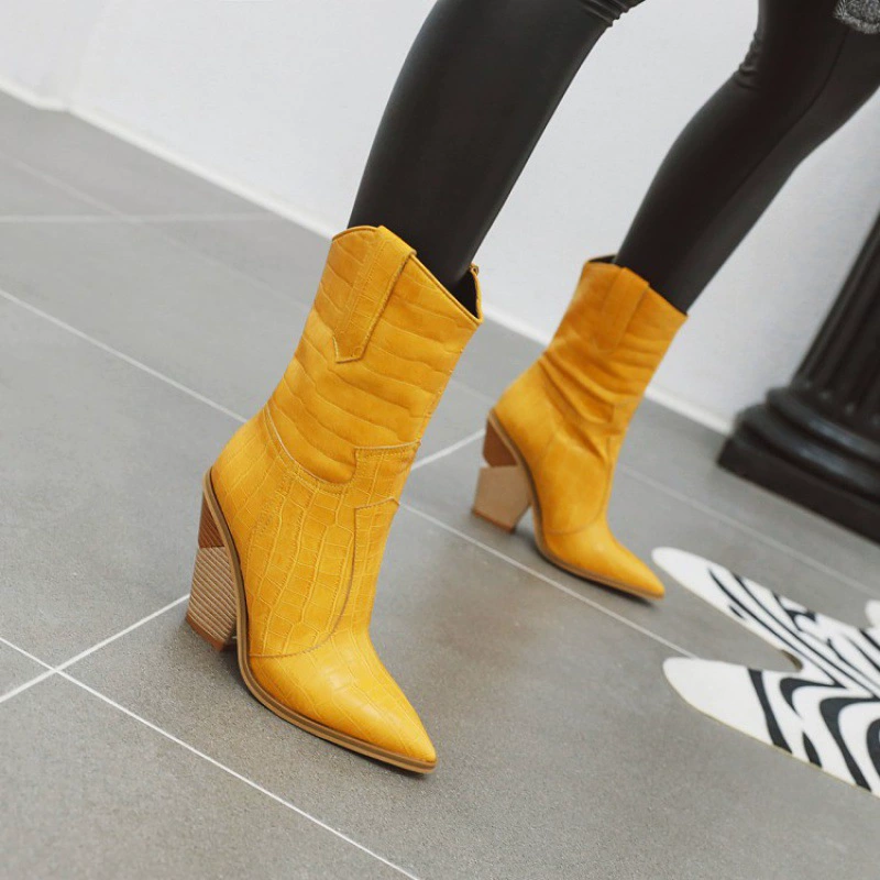 (Cross-border trading), low boots pointy toe, mid-length, plus size, 40