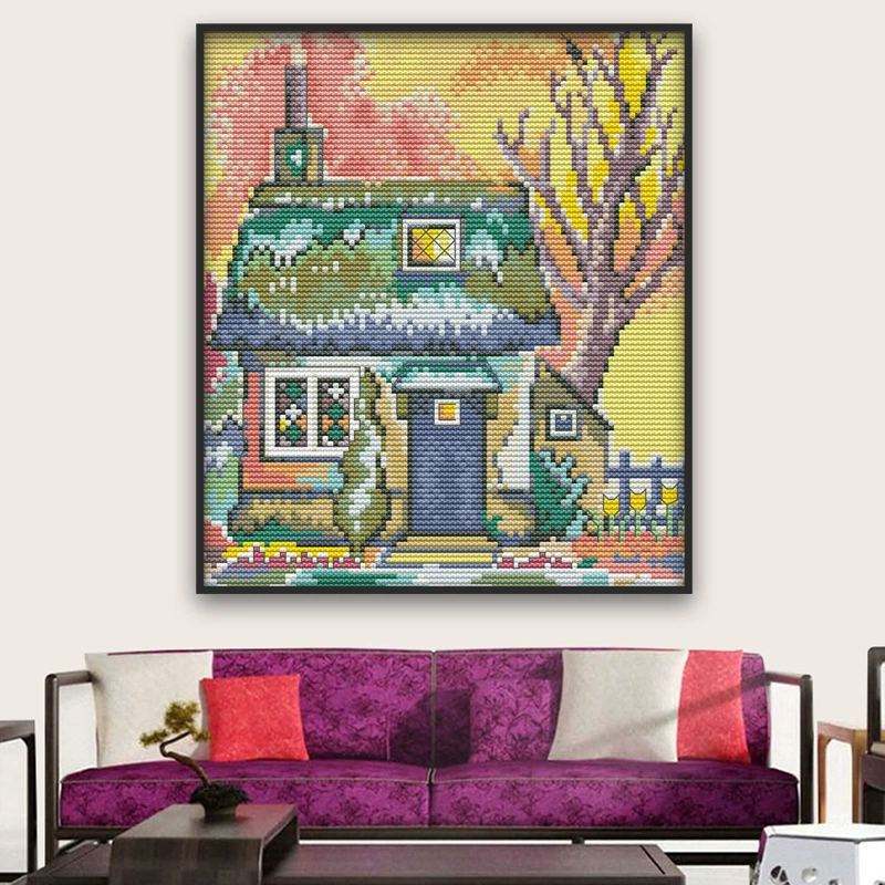 Новая 2019 cross-stitching stroke cabin watercai watercolor полный рисунок вышивка спальня узор Daquan декоративная живопись