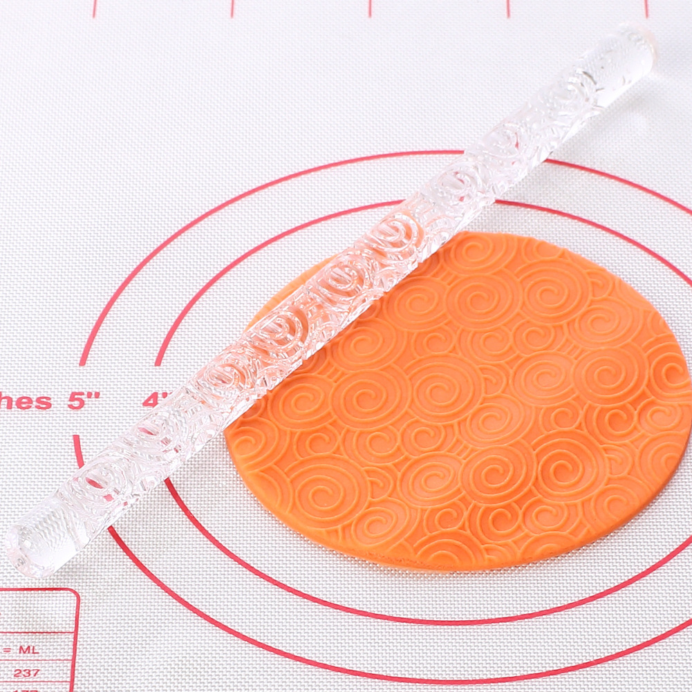 DIY透明不粘亚克力翻糖印花擀面杖亚克力雕花擀面杖压花擀面杖