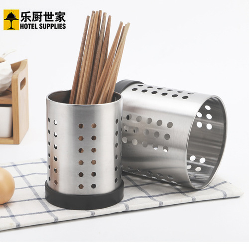 Multifunctional kitchen chopstick barrel thickened non-magnetic stainless steel round chopstick cage tableware kitchen utensils drain rack