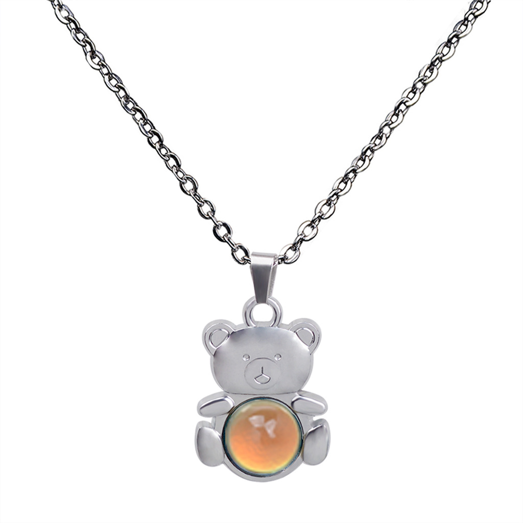 Bear Pendant Gemstone Temperature-sensing Mood Color Changing Necklace display picture 9