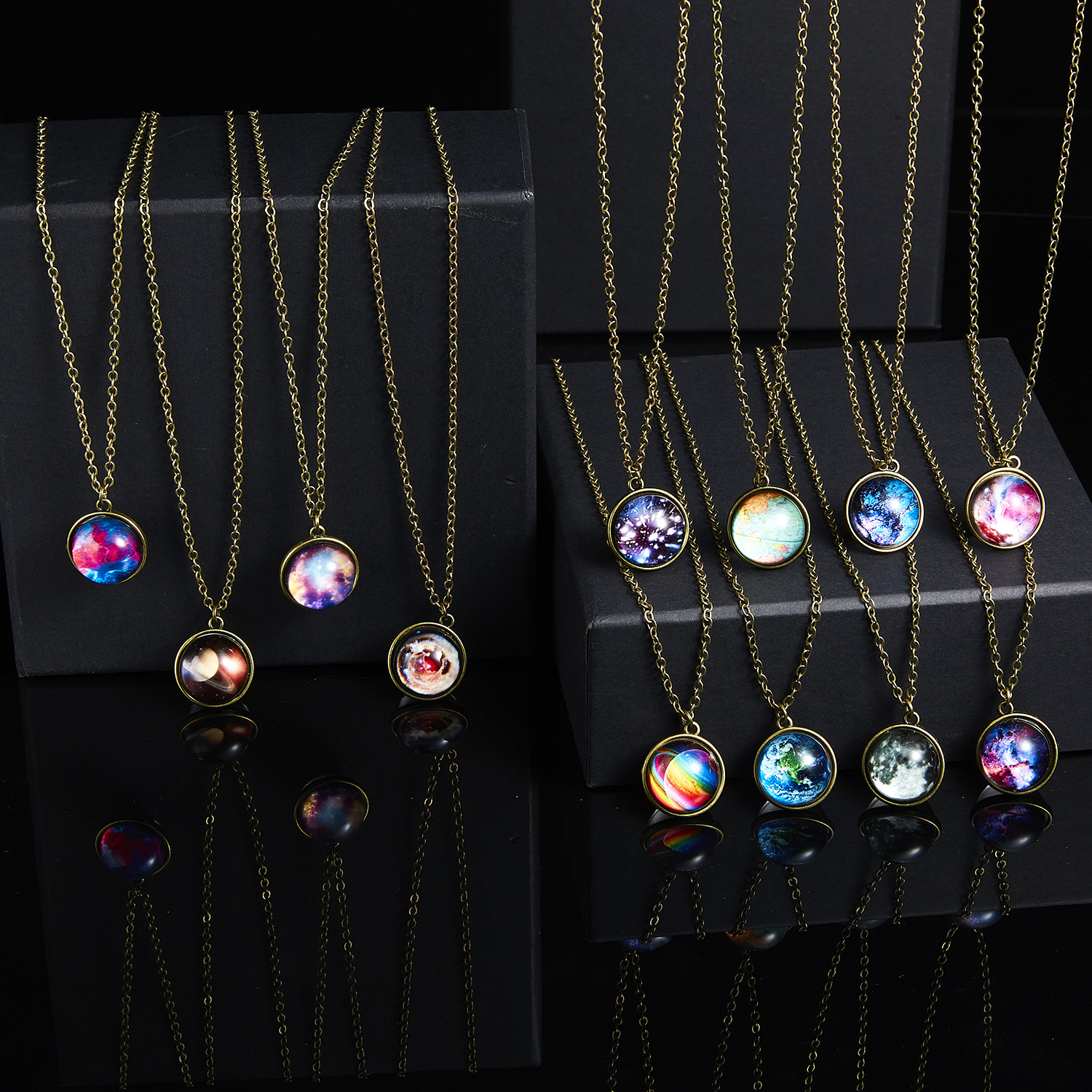 Fashion Starry Sky Alloy Plating Glass Unisex Necklace