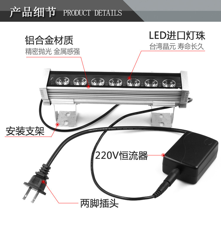 九家异物灰尘指纹LED检测灯7W 220V 绿光 螺丝固定