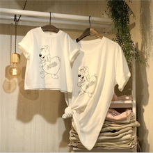 男女童夏季韩版童装短袖上衣 家庭亲子装韩范个性字母休闲印花T恤