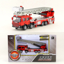 凯迪威合金工程车金属模型1:50云梯消防车卡车儿童玩具汽车礼盒装