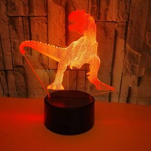 Creative three dimensional LED colorful dinosaur, touch table lamp, night light, in 3d format, 3D, remote control